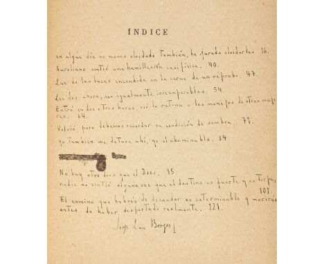 BORGES (JORGE LUIS)El Aleph, FIRST EDITION, THE AUTHOR'S SIGNED AND ANNOTATED COPY,  with the author's signature on the title