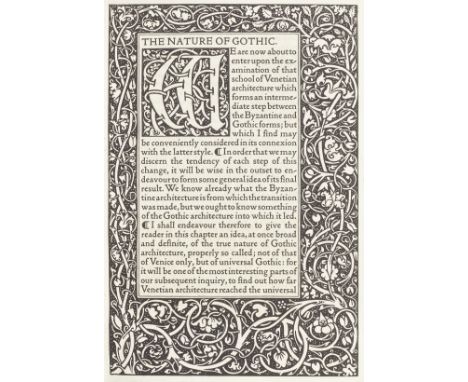 KELMSCOTT PRESSRUSKIN (JOHN) The Nature of Gothic: A Chapter of The Stones of Venice, LIMITED TO 500 COPIES,  first page of t