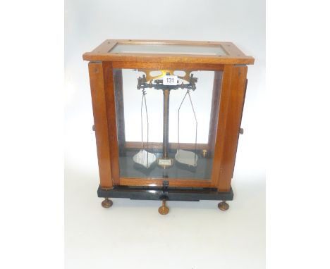 Cased set of balance scales