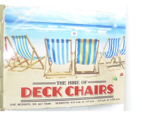Enamel sign The Hire of Deck Chairs