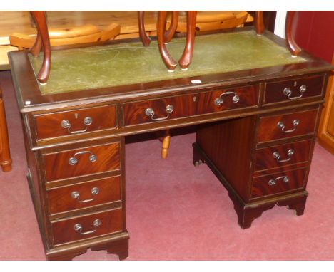 Mahogany eight drawer pedestal desk