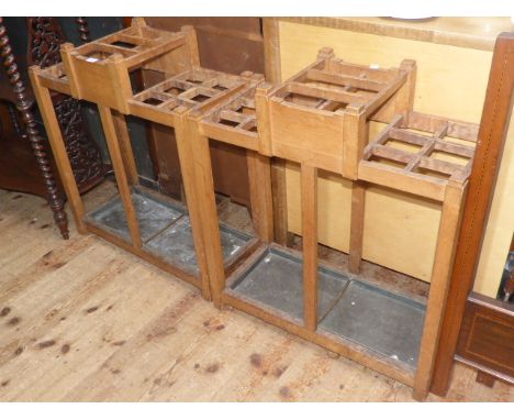 Pair of medium oak eighteen division stick stands