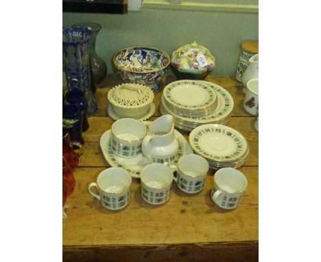 Royal Doulton 'Tapestry' teaware, Leeds Pottery lidded dish and stand, Japanese bowl and floral lidded jar
