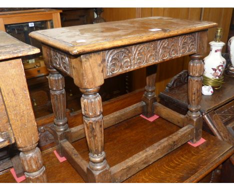 Jointed carved oak stool