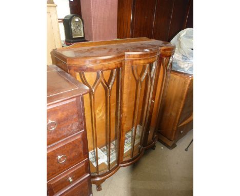 Mahogany triple bow front china cabinet