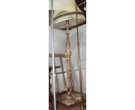 A 19th century standard lamp with painted decoration.