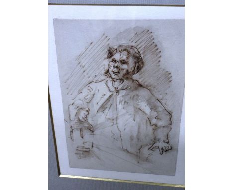 John Joseph Barker (fl.1835-1863),Portrait sketches, four, pen, ink and sepia wash, one signed, the largest 20cm x 13cm.(4)