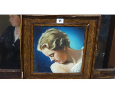Arthur Gardener (20th century), Portrait of girl, oil on canvas, inscribed on label verso.