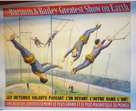 A vintage Barnum & Bailey circus poster, published for the French market, colour lithograph, published by Stonebridge Lithogr
