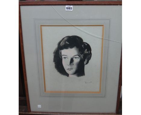 Jacob Kramer (1892-1962), Portrait of a lady, gouache and ink, signed, 34cm x 29cm. DDS