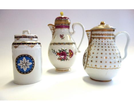 A Vienna porcelain jug and cover, late 18th century, with moulded flower finial to lid, decorated all over with flowers,blue 