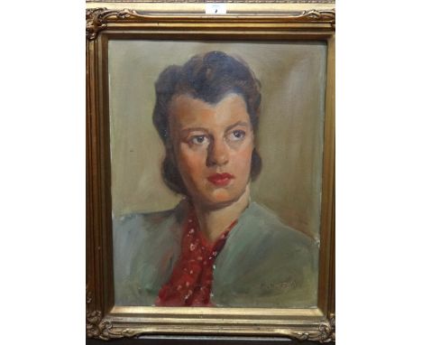 A. Griffin (20th century) Portrait of a lady, oil on canvas, signed, dated 1947 on overlap.
