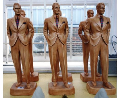 A set of six modern ceramic figures, each modelled as a man in a suit, 44cm high (6).  Part Item 94