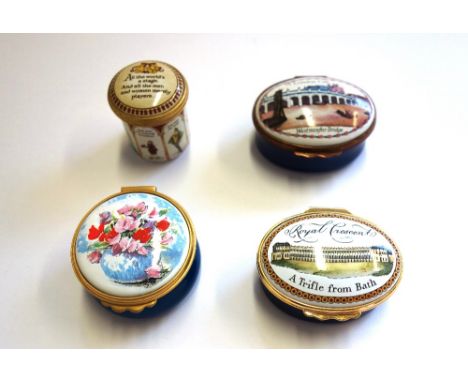 Three Halcyon Days limited edition enamel boxes; 'The Eiffel Tower Centenary', "The Royal acadamy Venice Exhibition" and 'Jos