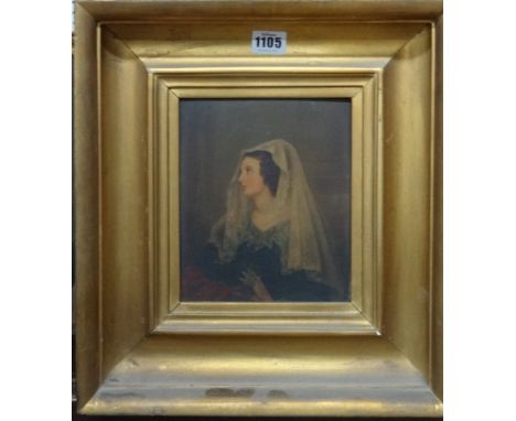 English School (19th century), Portrait of a lady, oil on panel, 19cm x 16cm.