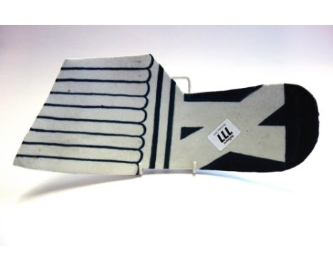 Derek Davis ( 1926-2008): `The Barred Gate', an AIDs commemorative plate, dated 1989, stoneware  with blue and white glaze, p