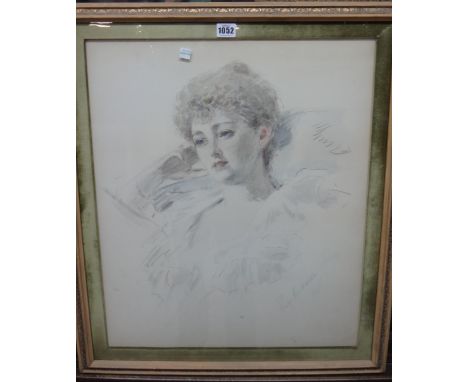 Percy Anderson (1850-1928), Portrait sketch of a lady, watercolour and pencil, signed and dated 1895, 57cm x 48cm.