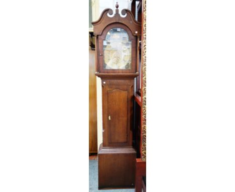 An 18th century thirty hour longcase clock, the arch top twelve inch dial with subsidiary day of they month aperture and gilt