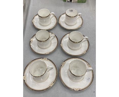 A SET OF SIX WEDGWOOD 'CAVENDISH' COFFEE CANS AND SAUCERS 