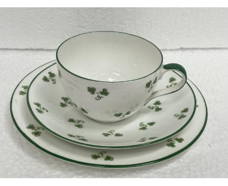 A SHELLEY FOLEY WILEMAN SHAMROCK TRIO WITH BUTE SHAPED CUP CIRCA 1908-1910 
