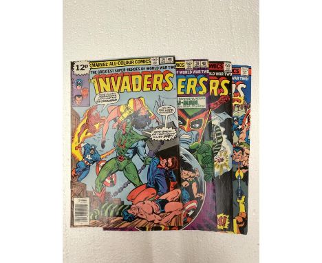 FOUR VINTAGE MARVEL INVADERS COMICS FROM THE 1970'S 