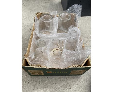 A COLLECTION OF OIL LAMP GLASS CHIMNEYS 