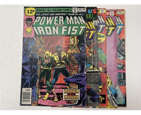 FIVE VINTAGE MARVEL POWERMAN AND IRON FISH COMICS FROM THE 1970'S 