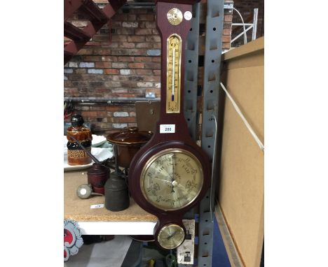 A MAHOGANY CASED 'BANJO' SHAPED BAROMETER HEIGHT APPROX 68CM 