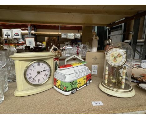 A VINTAGE STYLE MANTLE CLOCK, BOXED WILLOW TREE FIGURE 'ANGEL OF FRIENDSHIP', CARRIAGE CLOCK, MUSICAL DOG FIGURE, ETC 