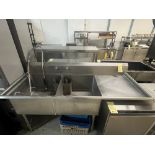 Évier Double, avec Ext. Droite, Robinet & Raiseur, 74'' x 30''