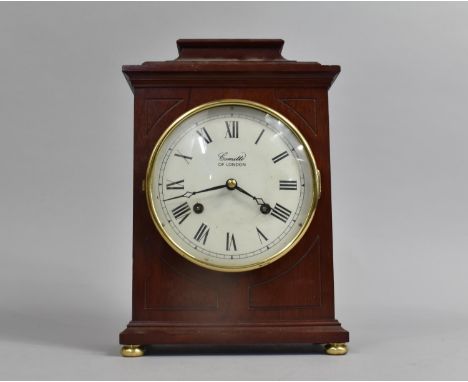 A Late 20th Century Mahogany Cased Mantel Clock by Comitti,with Clockwork Movement, Complete with key, 25cms High 