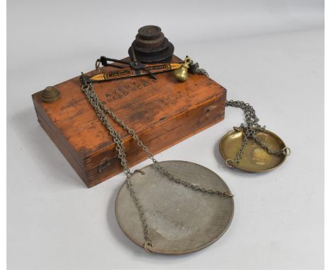 A Late Victorian/Edwardian Bread Scale by Avery, Complete with Weights, Box 29.5cms Wide