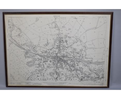 A Framed Ordnance Survey Map of Wellington, 1:2500 Scale, 102x72cms 