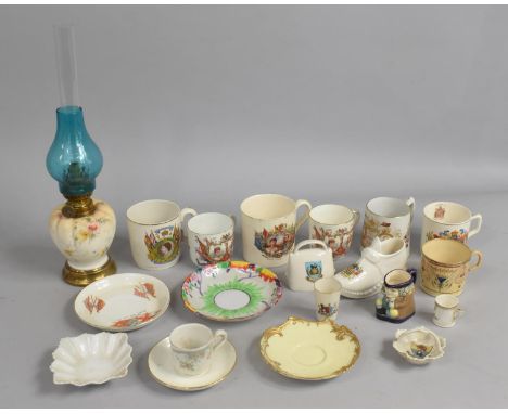 A Collection of Various Edwardian and Later Ceramics to include Royal Doulton Burslem Blush Ivory Oil Lamp, Coronation Mug, R