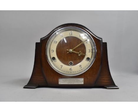 A Mid 20th Century Presentation Westminster Chime Mantel Clock Dated 1955 