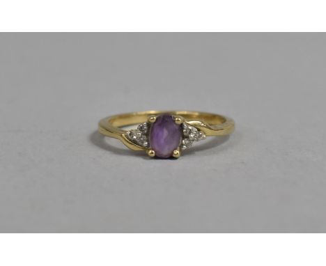 A 9ct Gold Amethyst and Diamond Chip Dress Ring, 1.7g, Size N 