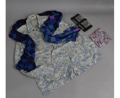 A Liberty Buttoned Blouse, Handkerchief and Pocket Square together with a Liberty Jewellery Purse 