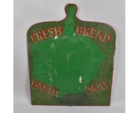 A Painted Wooden Wall Hanging Panel, "Fresh Bread Baked Daily", 69cms by 86cms 