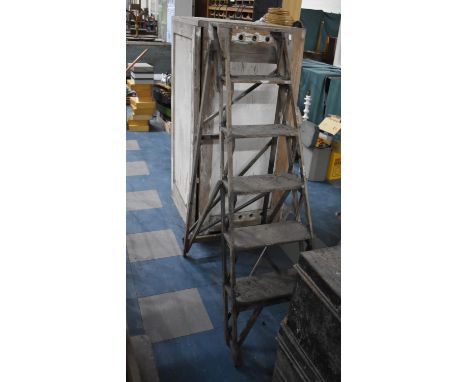 A Vintage Wooden Six Step Step Ladder 