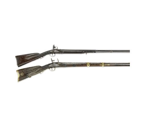 An Ottoman flintlock gun, and a French flintlock sporting gunBoth 19th centuryThe first with long octagonal sighted barrel re