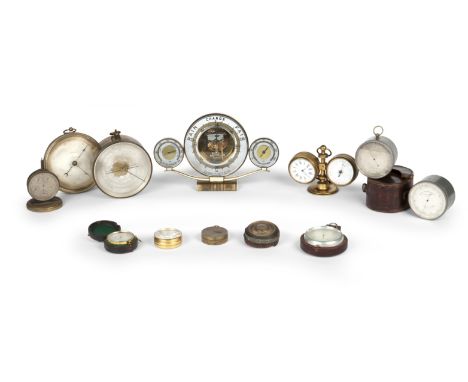 Barometers:Two Watkin Mountain Aneroid Compensated Barometers, Nos 227 &amp; 228, the latter with leather travelling case; an
