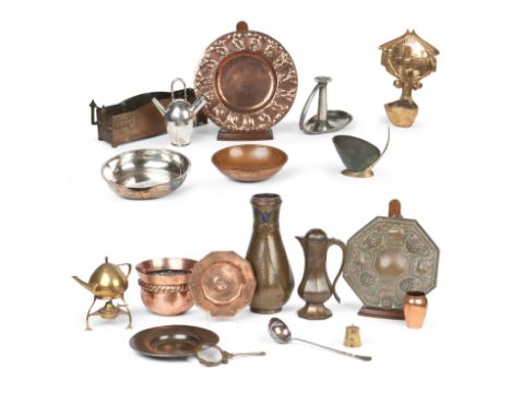 Arts &amp; Crafts metalwareA Duchess of Sutherland Cripples' Guild plated bowl, stamped;A Keswick School copper planter; a pl