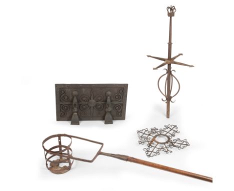 An 18th century wrought iron weathervaneWith a crown finial, arrow directions and scroll directions (lacking direction motif)