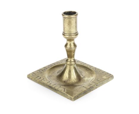 A documentary brass candlestickSpanish, circa 1700With turned column and on wide square base, the base later engraved 'GENERA
