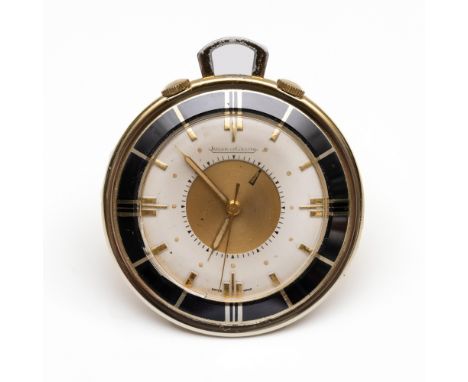Jaeger leCoultre, Memovox vergulde reiswekker, jaren '70. Met opwindmechaniek. De wijzerplaat opgebouwd uit een goudkleurige,