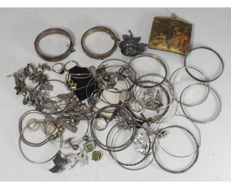 ROWANS APPEAL - A quantity of silver and costume jewellery including silver bangles, Calvin Klein earrings, two pairs of silv