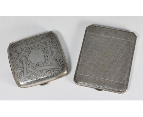 Two assorted silver cigarette cases, one by Turner &amp; Simpson, with engine turned decoration, hallmarked Birmingham, 1930,