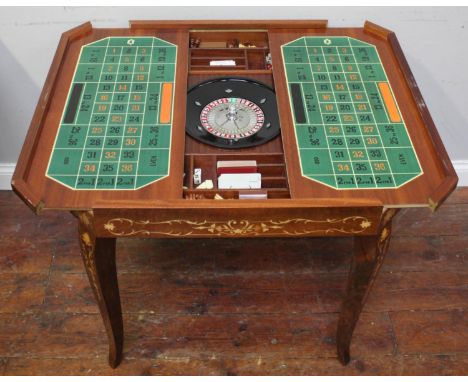 A 20th century Sorrento marquetry occasional table/ roulette and back gammon table 79cm 