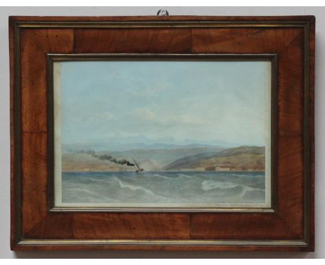 Carlo Bossoli, '2, Entrance to Sebastopol, from the Sea', hand coloured lithograph, possibly from a series, glazed and framed