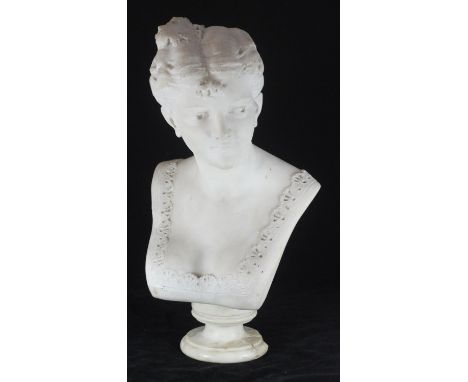 A 19th Century carved marble portrait bust of a young lady. 
